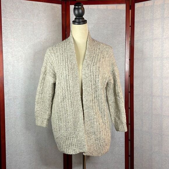 Primark Grey Chunky Knit Open Cardigan Sweater with 3/4 Sleeves (Size: XS) - Picture 12 of 16